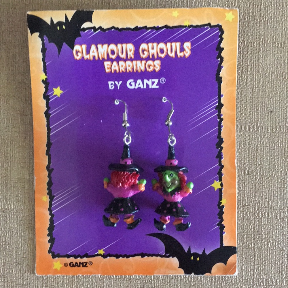 Green Witchy Halloween Earrings